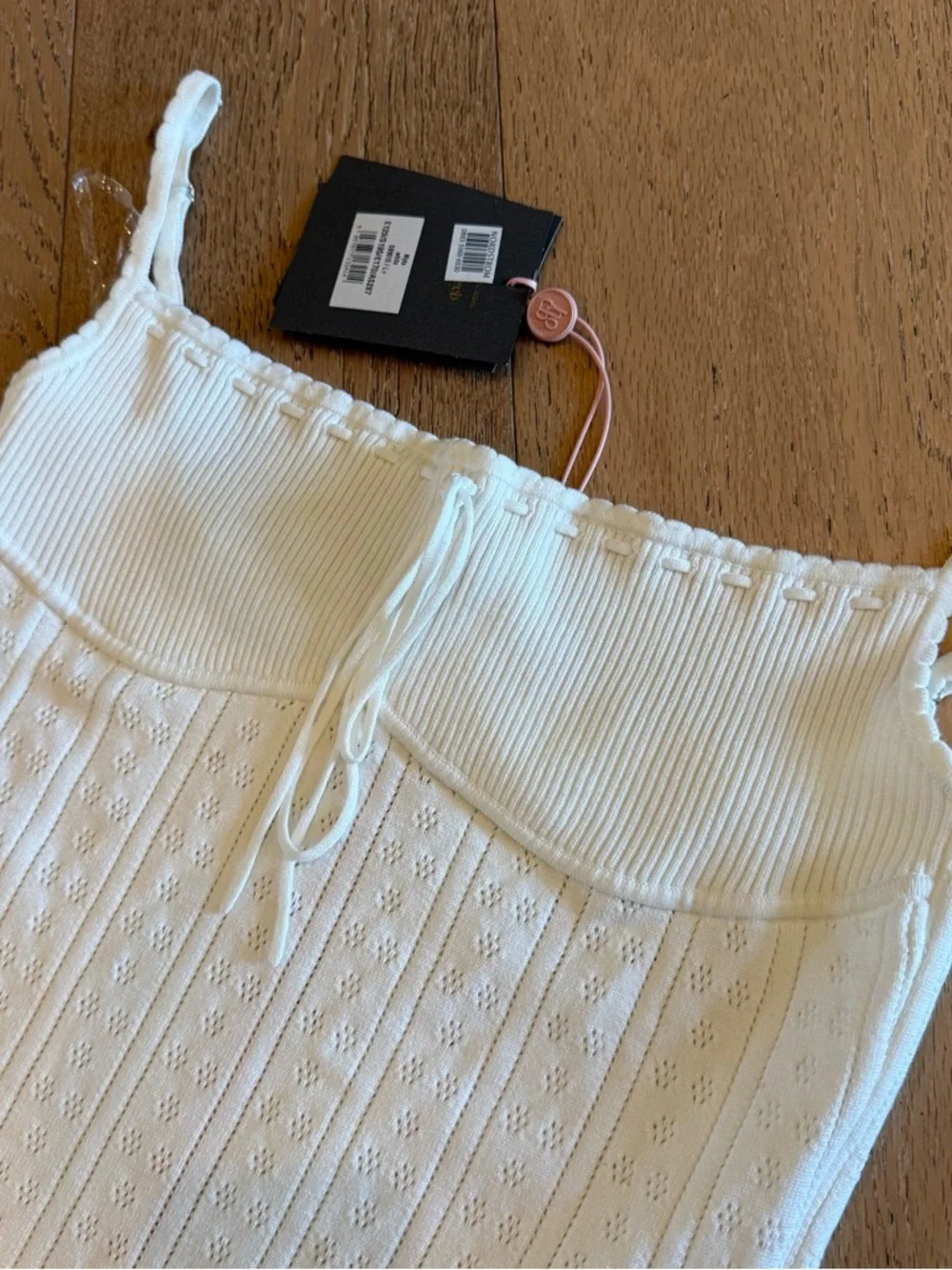 House of CB White Knit Dress with Eyelet Texture - Picture 4 of 8